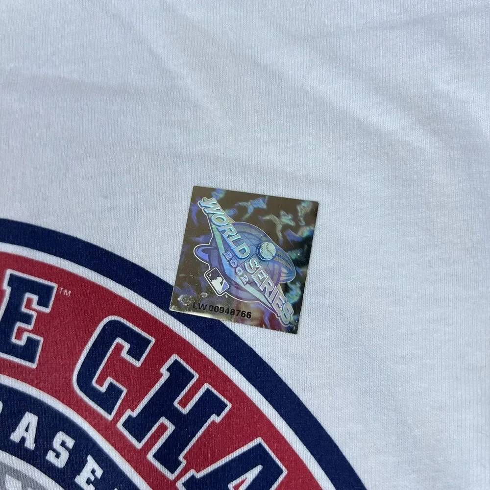 Vtg Anaheim Angels World Series 2002 Men's T-Shirt White Short Sleeve Size L